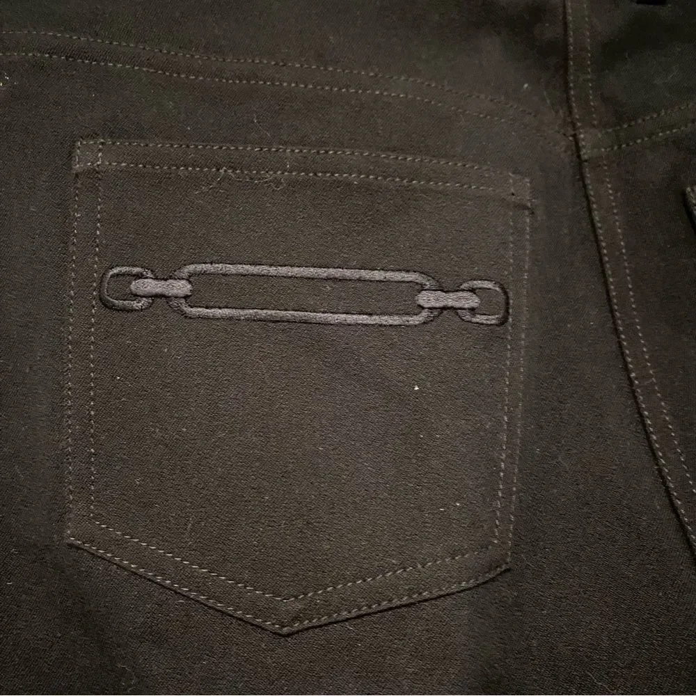 St. John Caviar Black Wide Leg High Rise Pants Size 10 - Picture 5 of 6